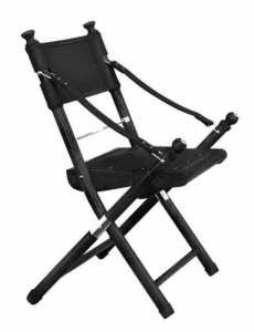 black safari folding chair in leather