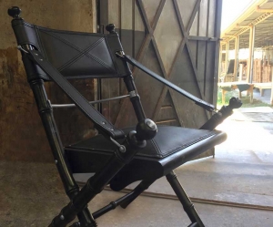 black leather safari folding chair